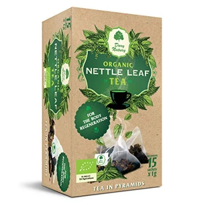 Image de thé pyramides d&#039;ortie bio (15 x 1 g) feuilles sachets de biologiques biodégradables santé culture biologique régénération du corps