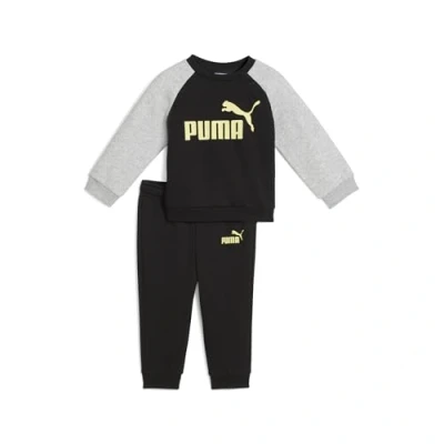 Afbeelding van Minicats Essentials Raglan Crew set, Zwart/Goud, Maat 6 9M PUMA