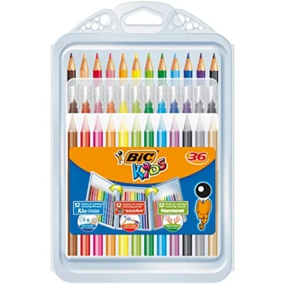 Afbeelding van BIC Kids 8877011 Schilderset voor kinderen 12 viltstiften, kleurpotloden, krijt, 36 stuks
