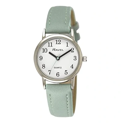 Afbeelding van Ravel Dameshorloge pastelkleur Everyday Silver Tone kwarts analoog R0137, Groen, riem