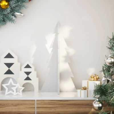 Afbeelding van vidaXL Kerstdecoratie kerstboom 59,5 cm massief grenenhout wit