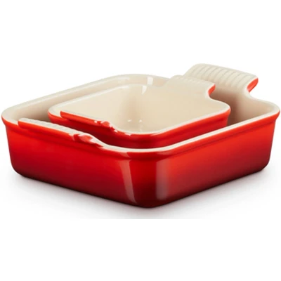 Afbeelding van Le Creuset ovenschaal vierkant set van 2 rood