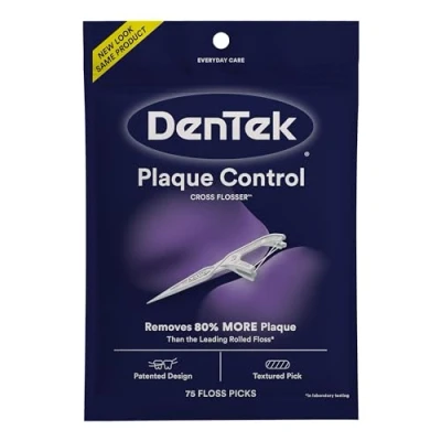 Afbeelding van DenTek Cross Flosser Plaque Control Flosdraadprikkers X vormige Floss 75 stuks