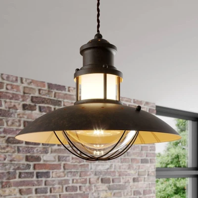 Afbeelding van Lindby hanglamp 1licht metaal, glas H: 25.7 cm E27 bruin, transparant