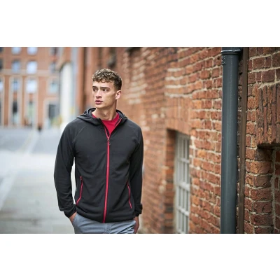 Afbeelding van Regatta Navigate Hooded Full Zip Fleece RG690 Black/Orange Pop