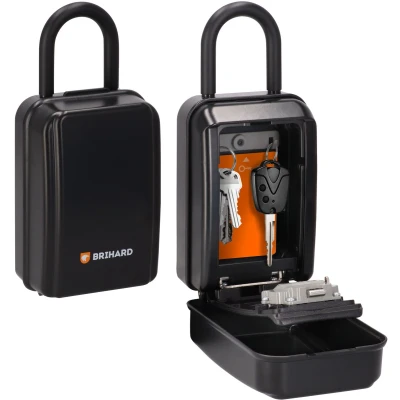 Afbeelding van Brihard Key Lock Box All Season Shackle XL, draagbare sleutelkluis met afneembare houder, voor buiten waterdichte hoes, sleutelcijferslot