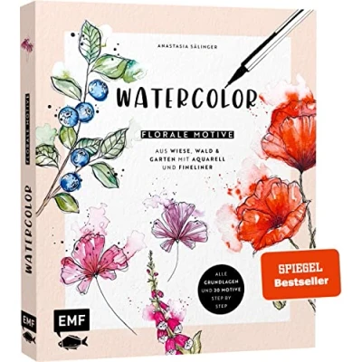Afbeelding van Watercolor Florale Motive aus Wiese, Wald &amp; Garten mit Aquarell und Fineliner