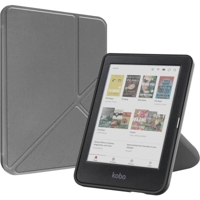 Afbeelding van iMoshion Ereader Cover / Hoesje Geschikt voor Kobo Clara BW Colour Origami Bookcase e reader Grijs