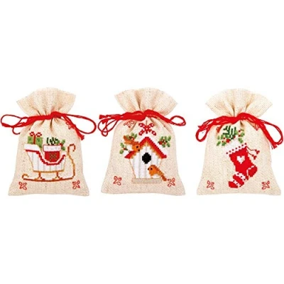Afbeelding van Kruidenzakje kit Kerstmotiefjes set van 3 Vervaco PN 0172213