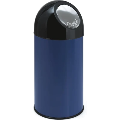 Afbeelding van Afvalbak 40ltr Pushdeksel met onderbak blauw/zwart