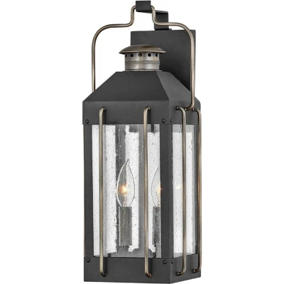 Afbeelding van Hinkley LED Wand Buitenlamp Fitzgerald 2X E14 Max 40W IP44 Dimbaar Textured Black with Burnished Bronze