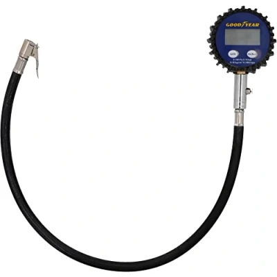 Afbeelding van GOODYEAR Bandenspanningsmeter met digitale drukweergave verlichting, meter voor auto, motorfiets, vrachtwagen, meetbereik 0 10 bar, slanglengte 50 cm, zwart