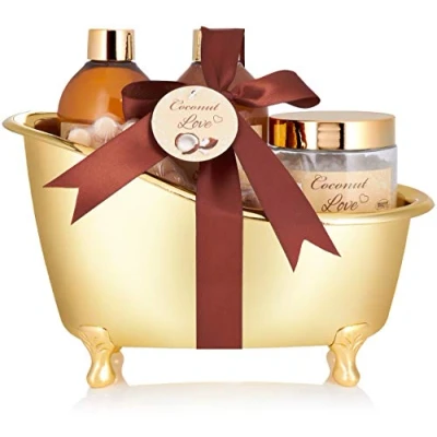 Afbeelding van BRUBAKER Cosmetics Coconut Love Badset met bad goudkleurig 6 delig