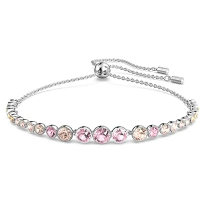 Afbeelding van Swarovski Emily armband bezet met blauwe kristallen, schuifsluiting, van gerhodineerd metaal, Kristal