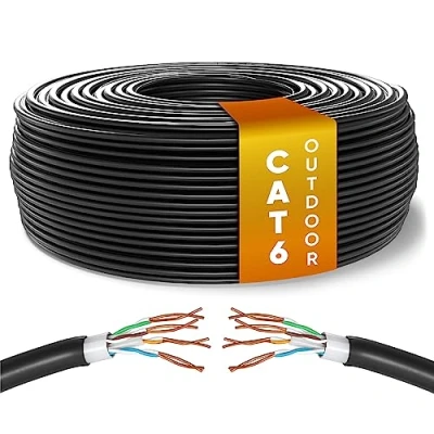 Afbeelding van Mr. Tronic 50m Ethernet Netwerk Bulk Kabel Buiten Weerbestendig CAT6, AWG24, CCA, UTP, RJ45 (50 Meter, Zwart)