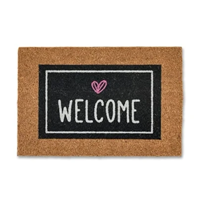 Afbeelding van Voetmat kokos Welcome Hart zwart deurmat 40x60 cm antibacteriële ingangsmat kokosmat met vinyl rug natuurlijk materiaal 100%