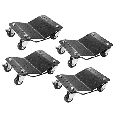 Image de VEVOR Chariot de Manutention Voiture 4PCs Charge 3 T au Total Chariot Déplace Plate forme 38,5x30 cm Roue Verrouillable Aide à la Manœuvre Positionnement pour Véhicules Meubles Équipements