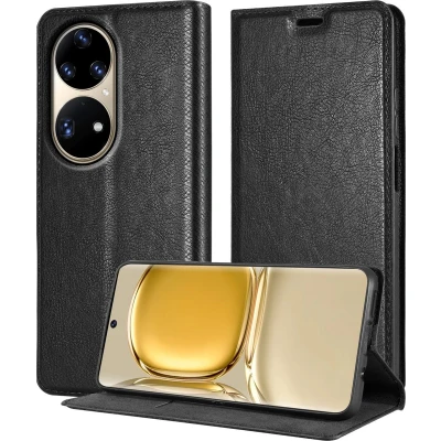 Afbeelding van Cadorabo Hoesje geschikt voor Huawei P50 PRO in ZWARTE NACHT Beschermhoes met magnetische sluiting, standfunctie en kaartvakje Book Case Cover Etui