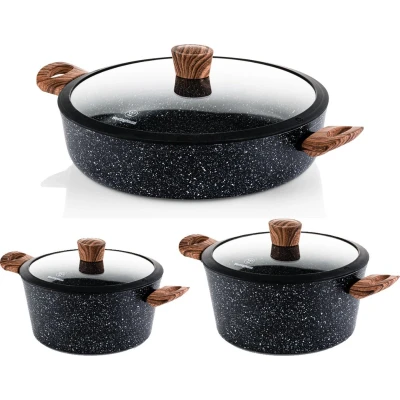 Afbeelding van Westinghouse Pannenset Marble Wood (Braadpan ø 24 en 28 cm + Hapjespan 32 cm) Inductie alle andere warmtebronnen