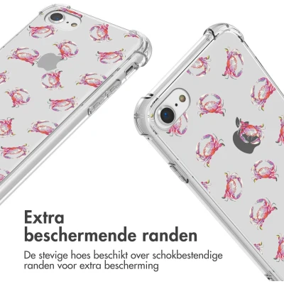 Afbeelding van imoshion Hoesje Geschikt voor iPhone SE (2022) / (2020) 8 7 Design met Koord Crab Watercolor