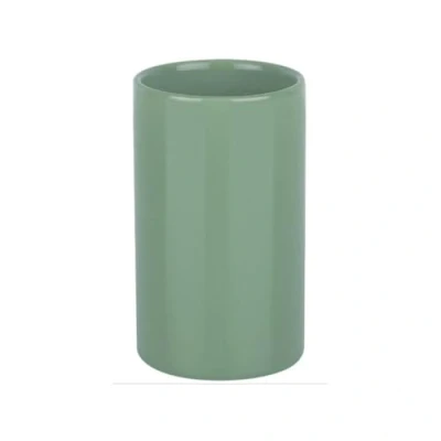 Afbeelding van Spirella Badkamer drinkbeker/tandenborstelhouder Sienna porselein glans salie groen 7 x 11 cm
