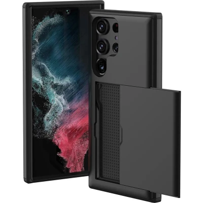 Afbeelding van iMoshion Hoesje Geschikt voor Samsung Galaxy S22 Ultra Ruimte 2 pasjes Backcover met pasjeshouder Zwart