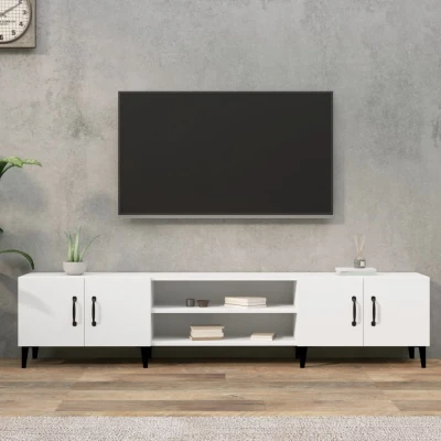 Afbeelding van Tv meubel 180x31,5x40 cm bewerkt hout wit