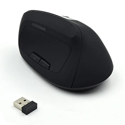 Image de Ewent EW3158 Souris verticale ergonomique optique 5 boutons sans fil 2.4 GHz récepteur USB noir