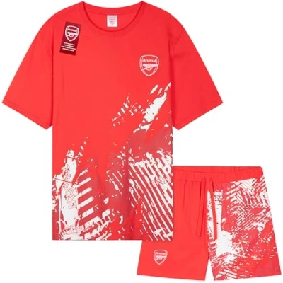 Afbeelding van Get Trend Arsenal F.C. Ensembles de Pyjama Homme Court Été Foot Vêtements Nuit Idée Cadeau Supporter (XL, Rouge Arsenal)