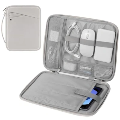 Afbeelding van MoKo Beschermhoes voor 9 11 inch tablet met handvat iPad Pro M4 2024/11 Air M2 2024/iPad 10e 10,9 5/4 10,9, Galaxy Tab S9/S8/S7/A9+/A8/A7, grijs/wit