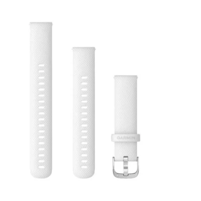 Image de Bracelet Garmin Quick Release 18 mm Silicone Blanc boucle argent
