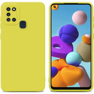 Afbeelding van Cadorabo Hoesje geschikt voor Samsung Galaxy A21s in Fluid GEEL Beschermhoes gemaakt van flexibel TPU silicone Cover Case
