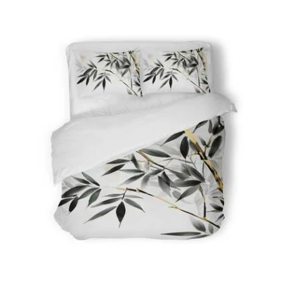 Afbeelding van Eleganzzz Dekbedovertrek Silent Leaves White 200x200/220cm Micropercal Tweepersoons Dekbedovertrekken