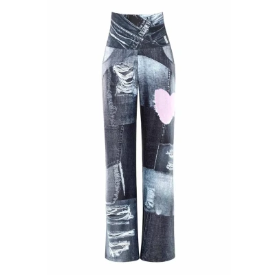 Afbeelding van Winshape Straight leg jeans, Dames, Maat: XS, Patchwork grey
