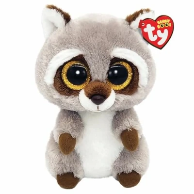 Image de Peluche Ty Beanie Boo&#039;s Small Oakie Le Raton laveur Gris et Blanc