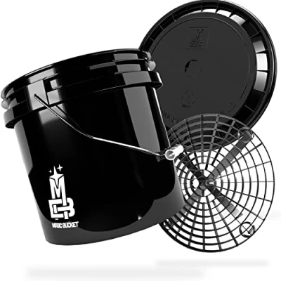 Afbeelding van MAGIC BUCKET Handwasset voor de auto wasemmer met bijpassend emmerdeksel van 13 liter ca. Grit Guard vuilfilter emmerinzetstuk wasset