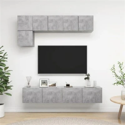 Afbeelding van vidaXL 5 delige Tv meubelset bewerkt hout betongrijs