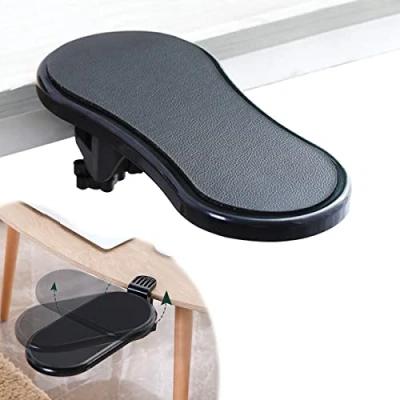 Afbeelding van Verstelbare armleuninghouder voor computer, muisarmsteun, elleboogsteun, toetsenbordarmleuninghouder, draaibare houder tafel, bureau, stoel, kantoor (zwart)