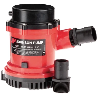Afbeelding van Johnson pump l serie bilgepomp l1600 24v/3 5a 100l/min slangaansluiting 1 1/8 &amp; 1/4
