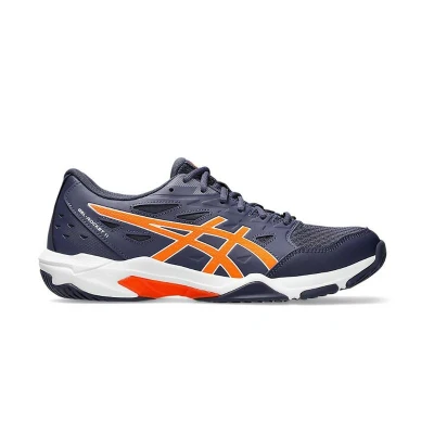 Afbeelding van Asics Gelrocket 11 Volleybalschoenen, Heren, Maat: 42.5, Indigo fog/nova orange Imitatieleer/ textiel