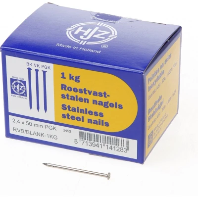 Afbeelding van Hjz RVS nagels plat geruite kop 2.4 x 55mm 1kg