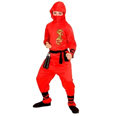 Afbeelding van Widmann Kinderkostuum Red Dragon Ninja, krijger, samurai, carnaval, 164 cm