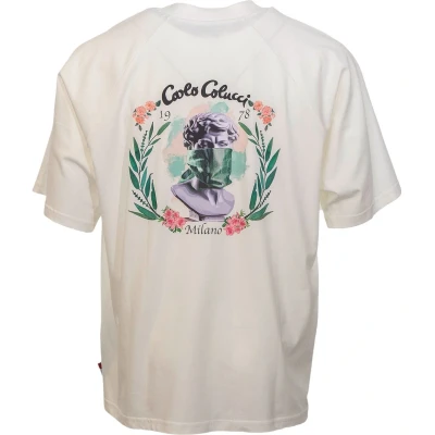 Afbeelding van Carlo Colucci MIT BACK CASA Egger Tshirt print, Maat: XS, Weiß