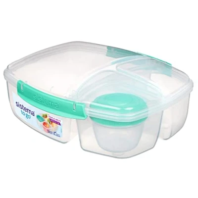 Afbeelding van Sistema To Go Lunchbox Met 3 Compartimenten &amp; Yoghurtpotje Triple Split 2l