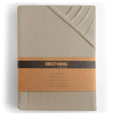 Afbeelding van DecoKing Hoeslaken 100 x 200 cm 120 cappuccino jersey 100% katoen boxspringbed Amber