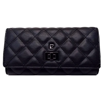 Afbeelding van Pierre Cardin Damesportemonnee, mooi, groot, ruim, leer, cadeau, portemonnee met muntvak, bankbiljettenhouder, meisjesportemonnee, zwart, elegant, zwart., Stijlvol