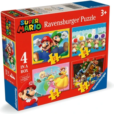 Afbeelding van Ravensburger Super Mario 4 in a Box Puzzel 4x49 Stukjes