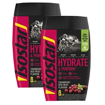 Afbeelding van Isostar Hydrate &amp; Perform Iso Drink 400 g isotoon drankpoeder Elektrolytpoeder ter ondersteuning van de sportieve prestaties Cranberry (2 x g)