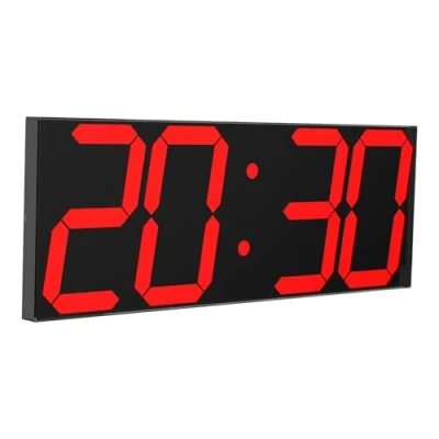 Afbeelding van CHKOSDA wandklok met countdown functie, 6 inch LCD digitaal, automatische helderheidsaanpassing, afstandsbediening, grote kalender voor thuis, slaapkamer, kantoor rood