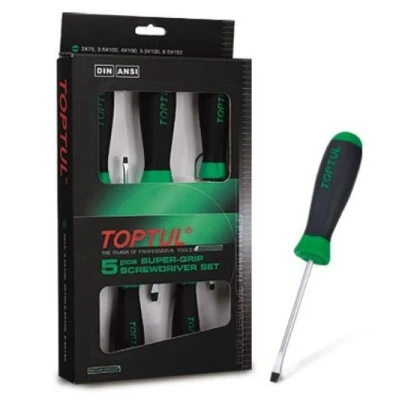 Afbeelding van Set sleufschroevendraaiers TOPTUL 5Stk 3.0x75 3.5x100 4.0x100 5.5x100 6.5x150